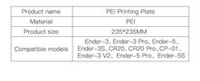3D spausdinimo paviršius PEI blizgus 235x235x1mm (skirtas Ender-3/Ender-3 Pro/Ender-3s/Ender-5/CR20 PRO/CR20) CREALITY CRE-4004090039
