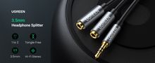 AUX audio splitter 3.5mm jack cable UGREEN AV123, 20cm (grey) UGREEN/10532 6957303815326