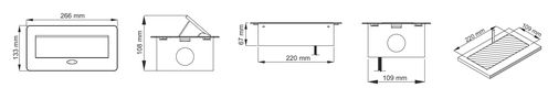 KOMBI BOX furniture socket, 3m cable, 2x Schuko,1x USB A, 1x USB-C black KOMB-CZ-2DE-UAC-3.0 5908293405890; 5908293412157