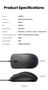 Wired USB Optical Mouse 1200 DPI, Black UGREEN/90789