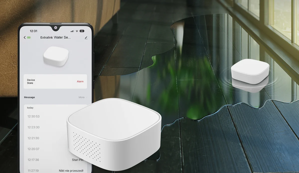 Smart ZigBee indoor wireless water leak sensor, white, TUYA, Smart Life, Extralink EX.34880 5905090334880