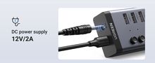 Šakotuvas USB 7 prievadų (USB-A 3.0, 4x krovimui) su maitinimo adapteriu DC 12V/2A, pilkas UGREEN/90307 6957303893072