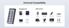 Šakotuvas USB 7 prievadų (USB-A 3.0, 4x krovimui) su maitinimo adapteriu DC 12V/2A, pilkas UGREEN/90307 6957303893072