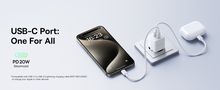 Wall Fast Charger Palm 20W USB + USB-C QC3.0 PD3.0 with USB-C Cable 1m, White P10111608213-01 6932172677374