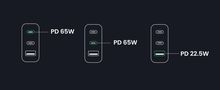 Wall Quick Charger Nexode S GaN 65W USB-A + 2xUSB-C QC4.0+ PD3.0, Grey UGREEN/35042 6941876230426
