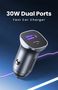 Car Quick Charger 30W 12-24V USB + USB-C QC3.0 PD3.0 PPS, Gray UGREEN/40858 6957303848584