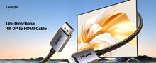 Cable DisplayPort (DP) male - HDMI male single direction 4K@30Hz 3m black DP125 UGREEN UGREEN/35843 6941876238439