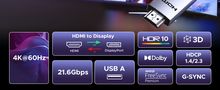 Kabelis HDMI į DisplayPort 4K 2m vienpusis 4K@60Hz/1080P @60Hz, reikalingas USB maitinimas HD169 UGREEN/55329 6941876253296