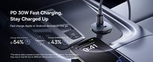 Automobilinis įkroviklis GoTrip 30W 12-24V USB-A + USB-C QC PD, juodas C00072300123-00 6932172687236