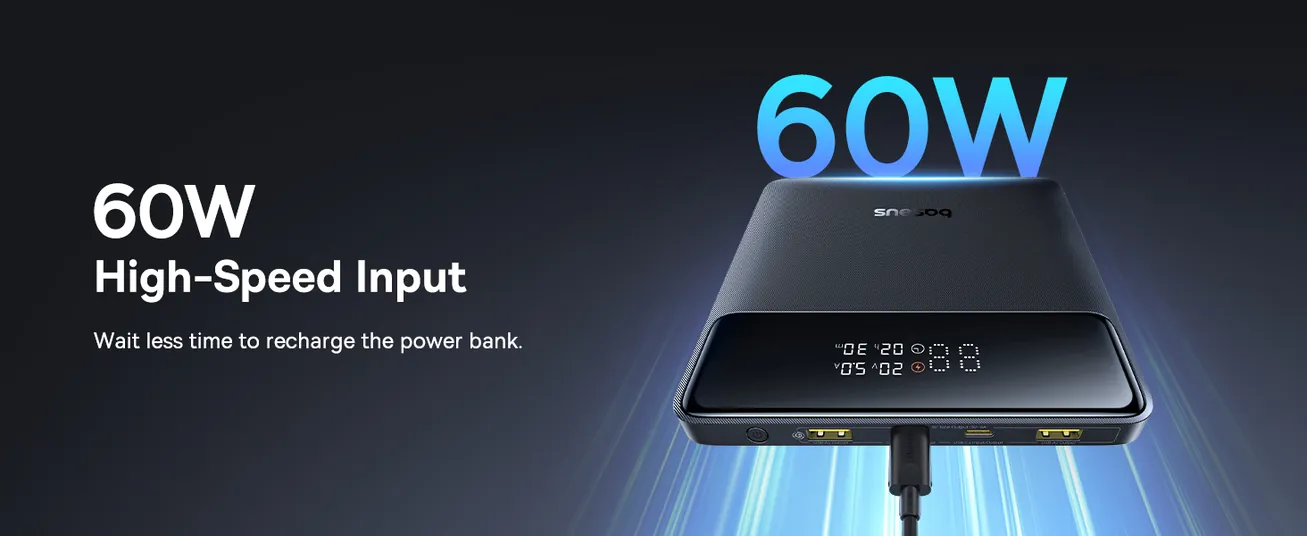 LiPo išorinis akumuliatorius (Powerbank) 20000mAh 100W 2xUSB + 2xUSB C Blade H1, juodas BASEUS P10021604123-00 6932172682446