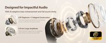 Belaidės Bluetooth 5.4 ausinės Bowie MC1 su įkrovimo dėklu, juodos A00083501126-00 6932172684358
