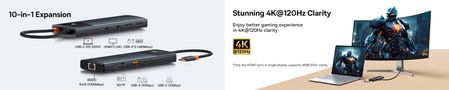 Док-станция 1in10 USB C plug - 2xHDMI RJ45 SD/TF USB3 BASEUS B00061800123-01 6932172689667