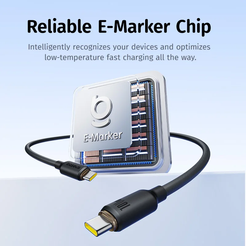 Кабель USB C plug - USB C plug, 1м 100Вт магнитный вспененный силикон, черный BASEUS E0426D00 6932172694326