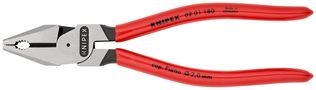 KNIPEX 02 01 180 High Leverage Combination Pliers plastic coated black atramentized 180 mm 02 01 180