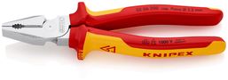 KNIPEX 02 06 200 High Leverage Combination Pliers insulated with multi-component grips, VDE-tested chrome-plated 200 mm 02 06 200 4003773010029