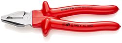 KNIPEX 02 07 225 High Leverage Combination Pliers with dipped insulation, VDE-tested chrome-plated 225 mm 02 07 225 4003773022305