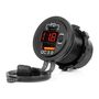 Waterproof Phone Charger with Switch RED LED Indicator Digital Voltometer USB + USB C QC3.0 12/24V AMIO-04222, AMiO 5903293042229