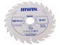 Circular saw; Ø: 184mm; Øhole: 30mm; Teeth: 24; wood IRWIN IRW-1897197