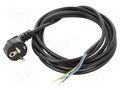 Cable; 3x0.75mm2; CEE 7/7 (E/F) plug angled,wires; PVC; 3m; black JONEX WJ-22-3/075/3BK