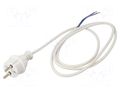 Cable; 2x1mm2; CEE 7/17 (C) plug,wires; PVC; 1.5m; white; 16A; 250V JONEX WJ-24-2/10/1.5WH