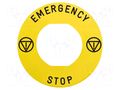 Label; Harmony XB4; Ø22mm; yellow; Dim: Ø60mm SCHNEIDER ELECTRIC ZBY9330M
