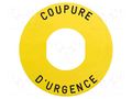 Label; Harmony XB4; Ø22mm; yellow; Dim: Ø60mm SCHNEIDER ELECTRIC ZBY9160