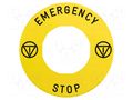 Label; Harmony XB4; Ø22mm; yellow; Dim: Ø60mm SCHNEIDER ELECTRIC ZBY9330T