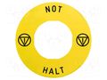 Label; Harmony XB4; Ø22mm; yellow; Dim: Ø60mm SCHNEIDER ELECTRIC ZBY9230T