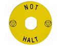 Label; Harmony XB4; Ø22mm; yellow; Dim: Ø90mm SCHNEIDER ELECTRIC ZBY8230