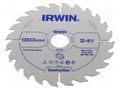 Circular saw; Ø: 180mm; Øhole: 30mm; Teeth: 24; wood IRWIN IRW-1897195