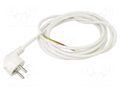 Cable; 3x0.75mm2; CEE 7/7 (E/F) plug angled,wires; PVC; 3m; white JONEX WJ-22-3/075/3WH