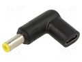 Adapter; USB C socket,DC 5,5/2,5 plug; black; angular; 100W; 5A AKYGA AK-ND-C01