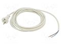 Cable; 2x1mm2; CEE 7/17 (C) plug,wires; PVC; 5m; white; 16A; 250V JONEX WJ-20-2/10/5WH