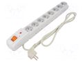 Plug socket strip: protective; Sockets: 8; 230VAC; 10A; grey HSK DATA ACAR-S8-1.5GY
