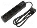 Plug socket strip: protective; Sockets: 4; 230VAC; 16A; black; KERG KERG M02513