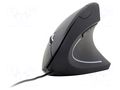 Mouse; black; USB A; optical,wired; ergonomic,DPI change button GEMBIRD MUS-ERGO-01