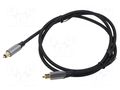 Cable; Toslink plug,both sides; 1m; Plating: gold-plated; black VENTION BAVHF