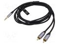 Cable; Jack 3.5mm 3pin plug,RCA plug x2; 1.5m; black; PVC VENTION BCNBG