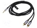Cable; Jack 3.5mm 3pin plug,RCA plug x2; 5m; black; Øcable: 3.5mm VENTION BCNBJ