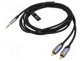 Cable; Jack 3.5mm 3pin plug,RCA plug x2; 8m; black; Øcable: 3.5mm VENTION BCNBK