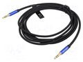 Cable; Jack 3.5mm 3pin plug,USB C plug; nickel plated; 1m; black VENTION BGKHF