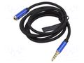 Cable; Jack 3.5mm 4pin socket,Jack 3,5mm 4pin plug; 1m; black VENTION BHCLF