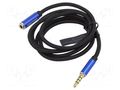 Cable; Jack 3.5mm 4pin socket,Jack 3,5mm 4pin plug; 5m; black VENTION BHCLJ