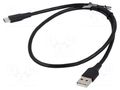 Cable; USB 2.0; USB A plug,USB C plug; nickel plated; 2m; black VENTION CTHBH
