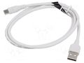 Cable; USB 2.0; USB A plug,USB C plug; nickel plated; 2m; white VENTION CTHWH