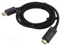 Cable; DisplayPort plug,HDMI plug; PVC; textile; Len: 1m; black VENTION HFKBF