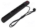 Plug socket strip: protective; Sockets: 10; 230VAC; 10A; black HSK DATA ACAR-S10-1.5B