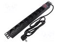 Plug socket strip: protective; Sockets: 8; 250VAC; 16A; black QOLTEC QS-54471