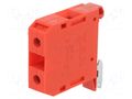 Splice terminal: rail; 101A; 690V; screw terminal; red; polyamide POKÓJ ZG-G25/TS35-RD