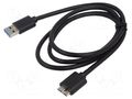 Cable; USB 3.0,USB 3.1; USB A plug,USB B micro plug; 1m; black SAVIO SAVKABELCL-102